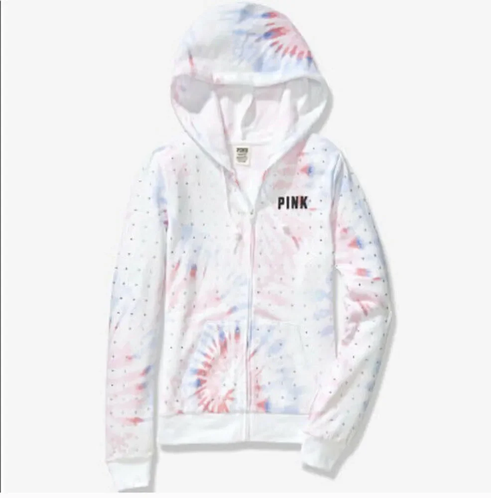 VS VICTORIAS SECRET PINK BLING PERFECT FULL-ZIP HOODIE SWEATER JACKET TOP XS